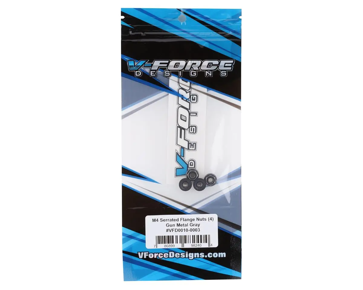 V-Force Designs M4 Serrated Flanged Nuts (Grey) (4) 1