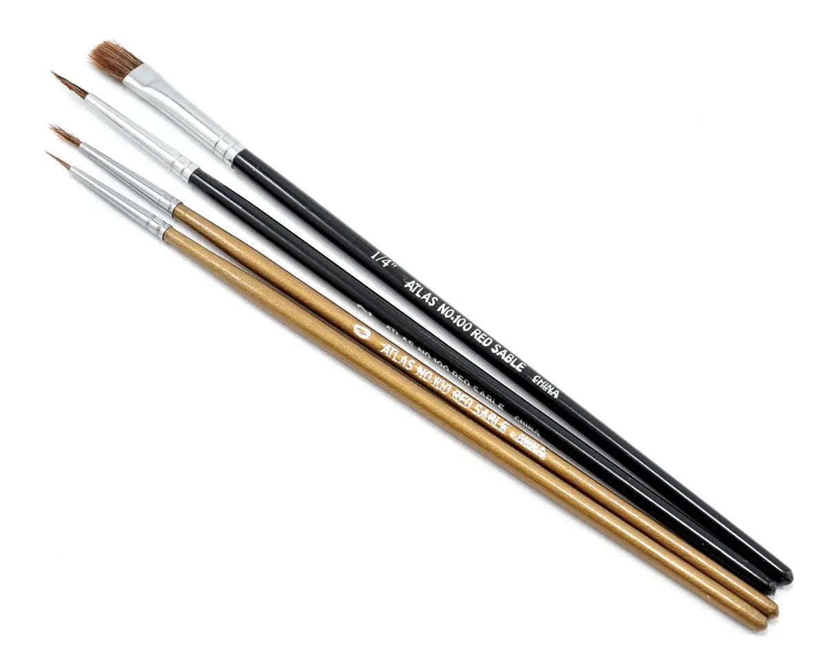 Atlas Brush Camel/Sable Round & Flat Brush Set (4) - Abs1004ps 1