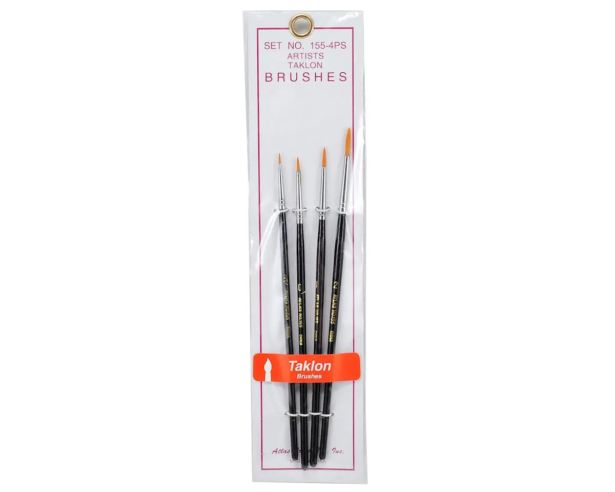 Atlas Brush Taklon Detail Acrylic Round Brush Set (4) - Abs155-4Ps 2