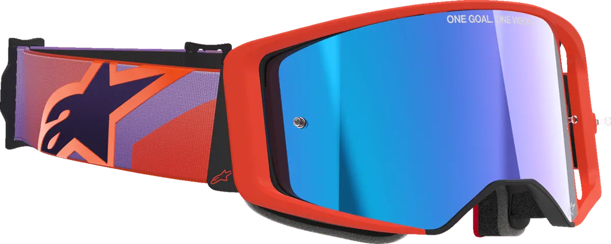 Alpinestars Goggles Supertech Vision Goggle - Corp Hot Coral Purple With Blue Mirror Lens - 5100326-414 1