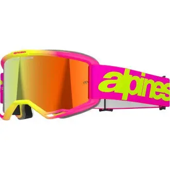 Alpinestars Vision 5 Wordmark Goggle - Pink/Yellow Fluo - Red Mirror Lens, 5102425-3085 1