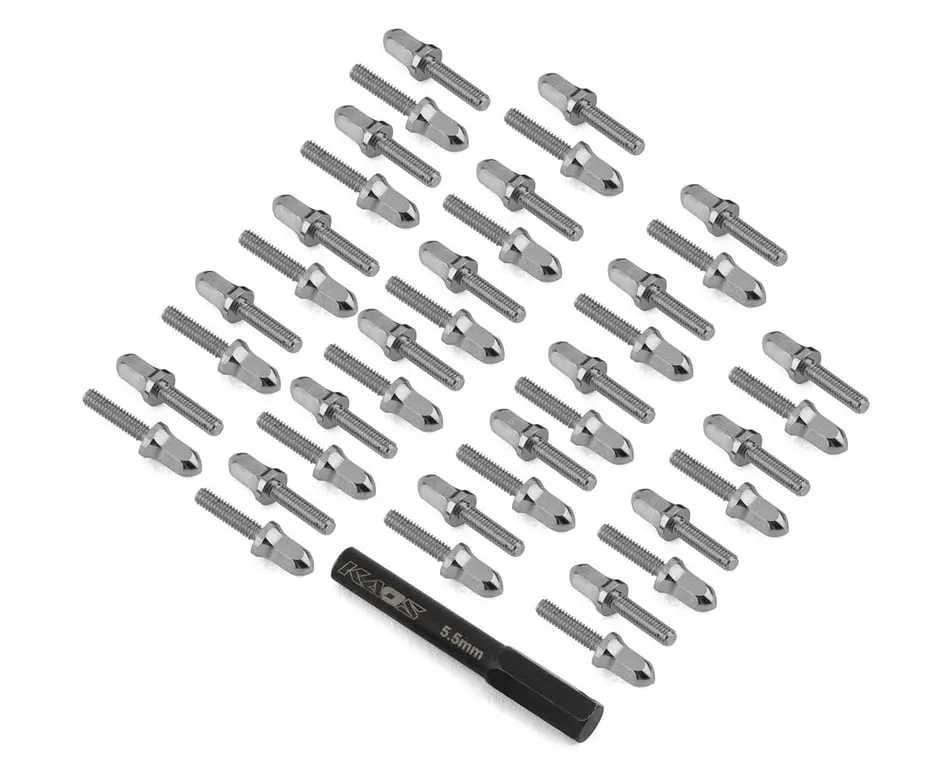 Cen Racing Ckd0615 Bullet Wheel Lug (Chrome) (40) (2.5Mm Studs) W/Tool 1