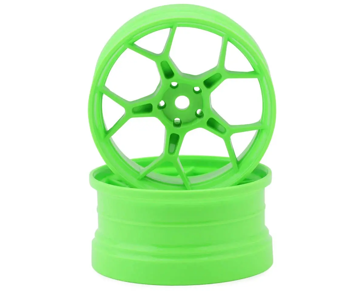 Ds Racing Feathery 5Y Drift Wheels (High Gloss 2K Flu Green) (2) (6Mm Offset) W/12Mm Hex 1