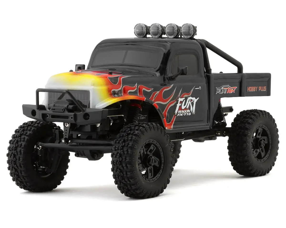 Furitek Fx118 Fury Wagon 1/18 Rtr Brushless Rock Crawler (Black/Flames) - Ftk-Fur-2411 1
