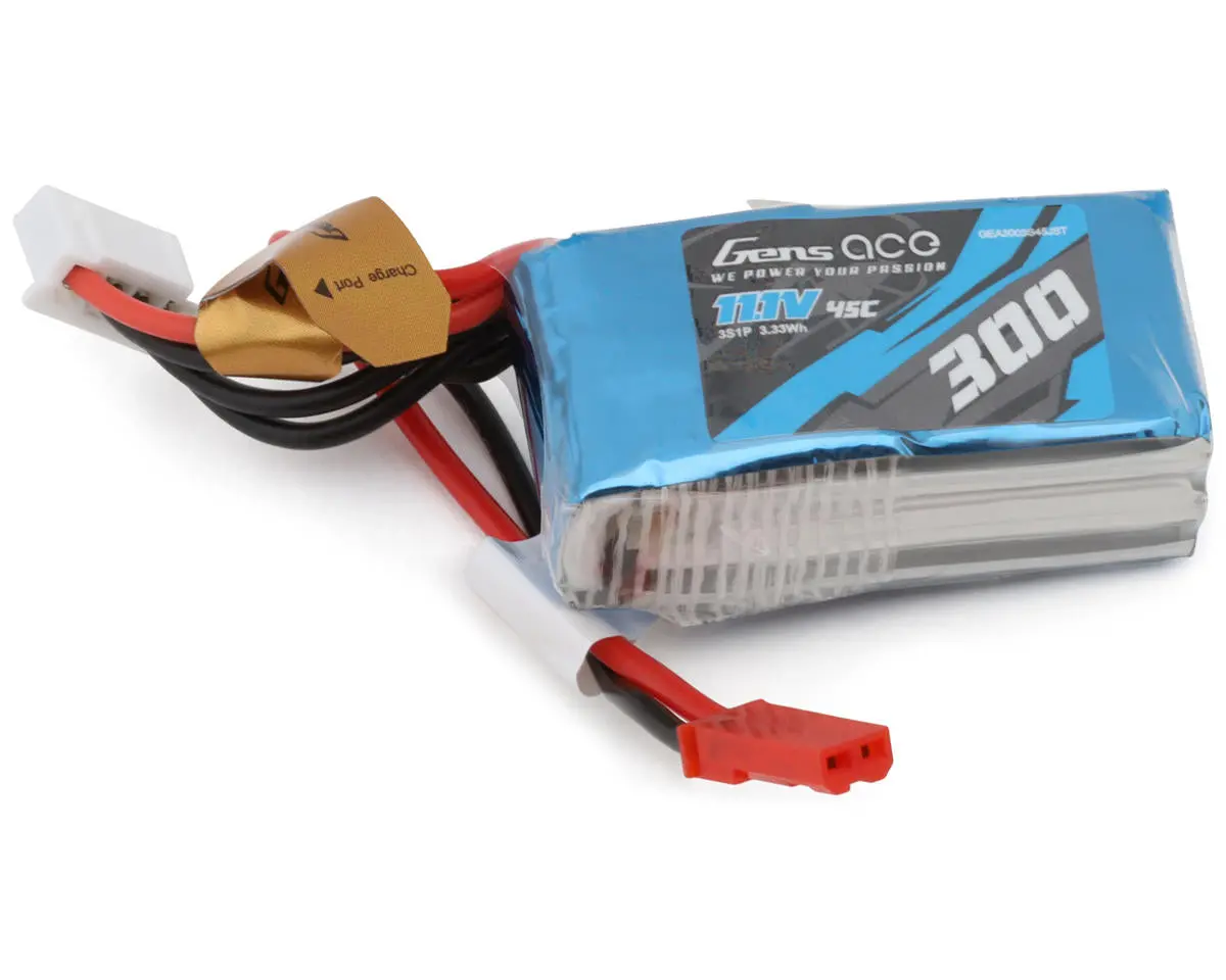 Gens Ace 3S 45C Lipo Battery (11.1V/300Mah) W/Jst Connector 1