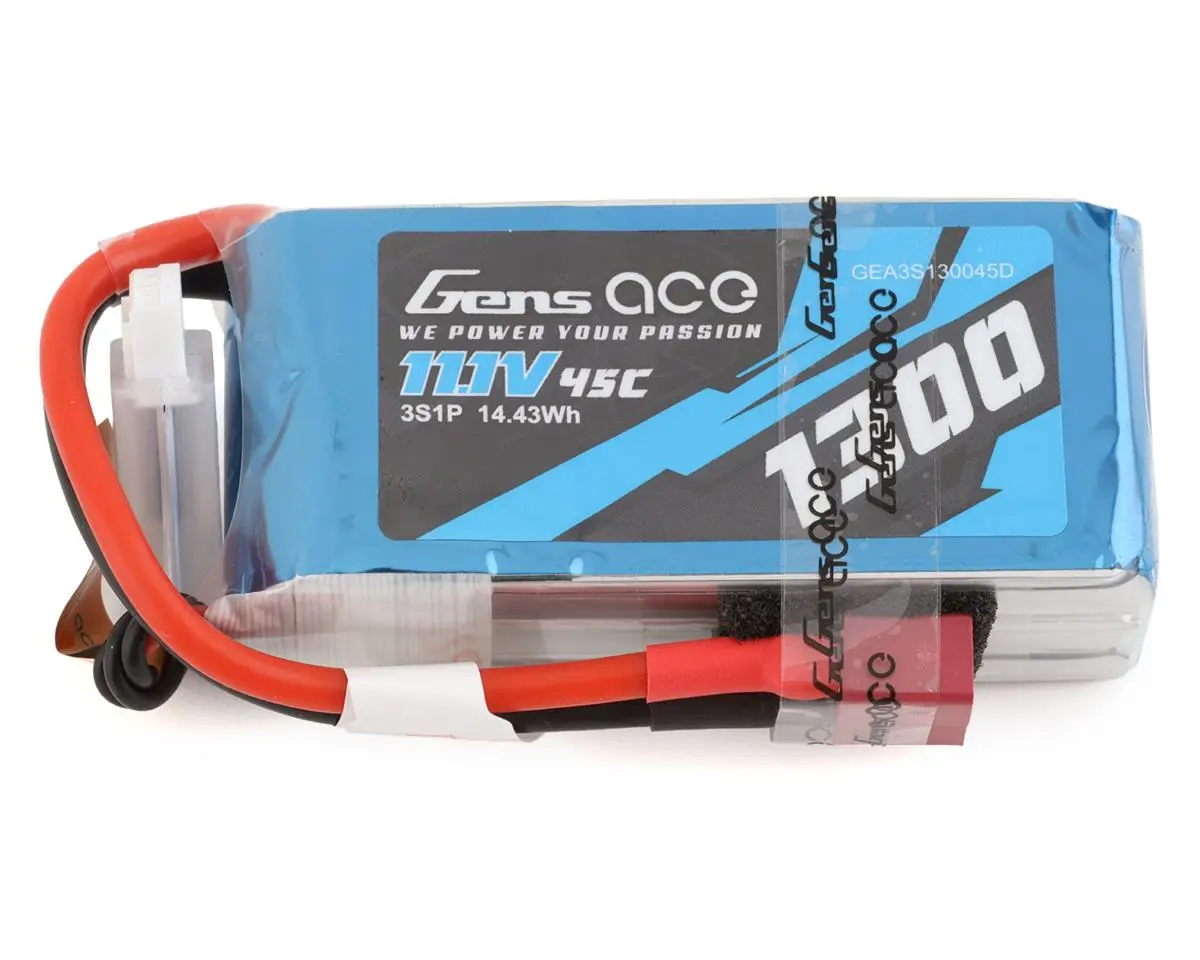 Gens Ace 3S Lipo Battery 45C (11.1V/1300Mah) W/Deans - Gea3s130045d 1