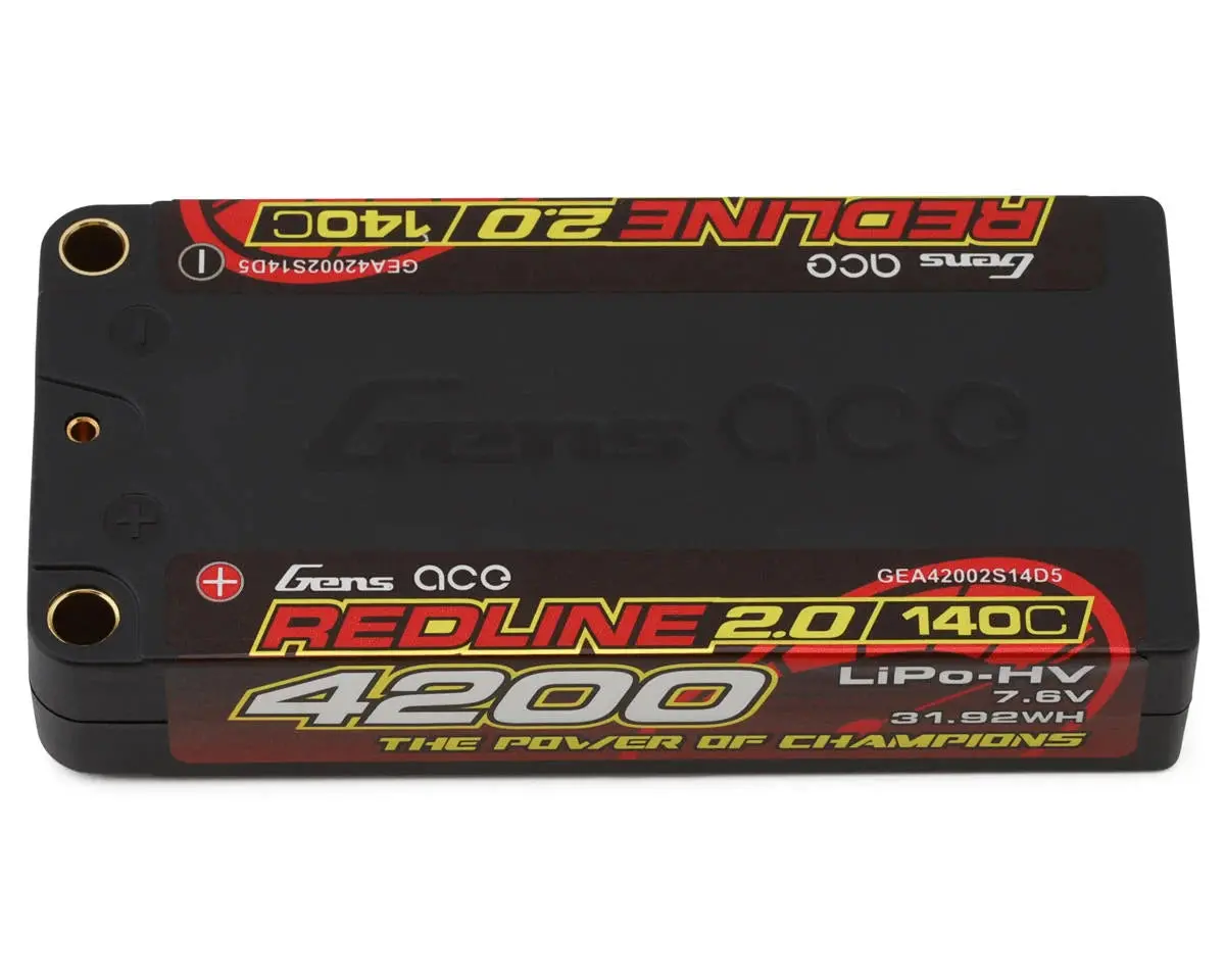 Gens Ace Redline 2.0 2S Shorty Lihv Battery 140C (7.6V/4200Mah) W/5Mm Bullets 1