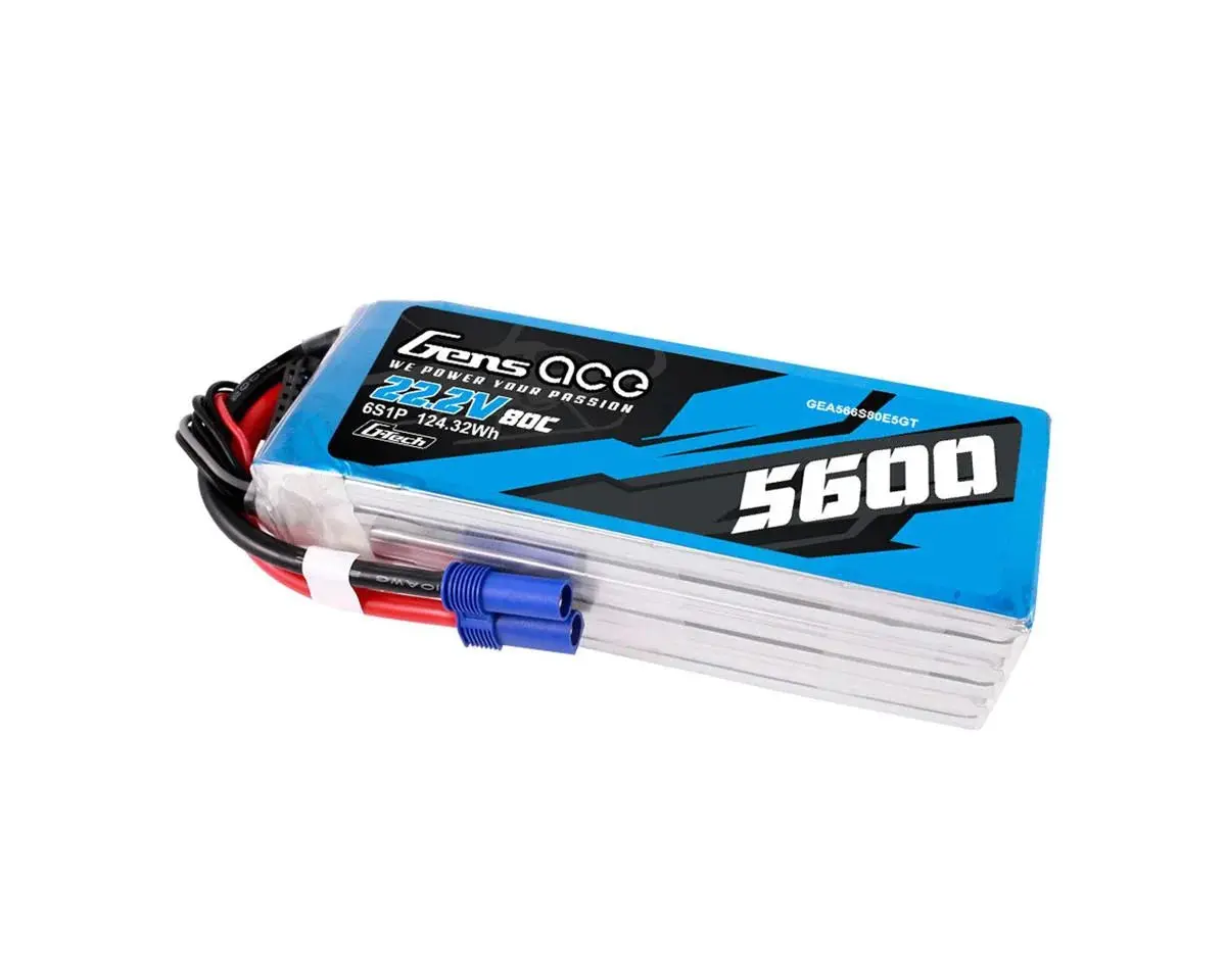 Gens Ace G-Tech Smart 6S Lipo Battery 80C (22.2V/5600Mah) W/Ec5 Connector - Gea566s80e5gt 2