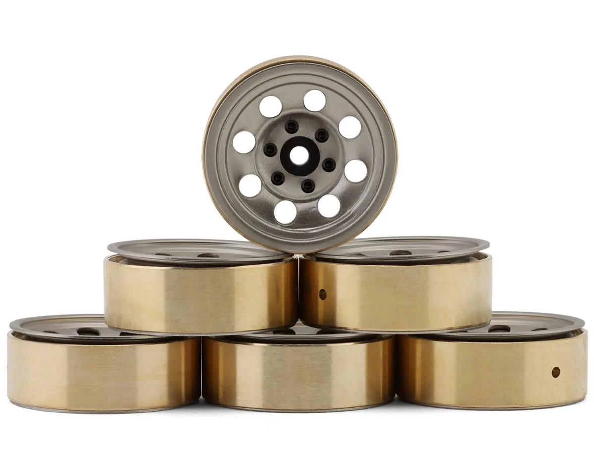 Hobbyplus 1.2" Steelie Beadlock Wheels W/Brass Rings (25G) (6) (Choose Color) 1