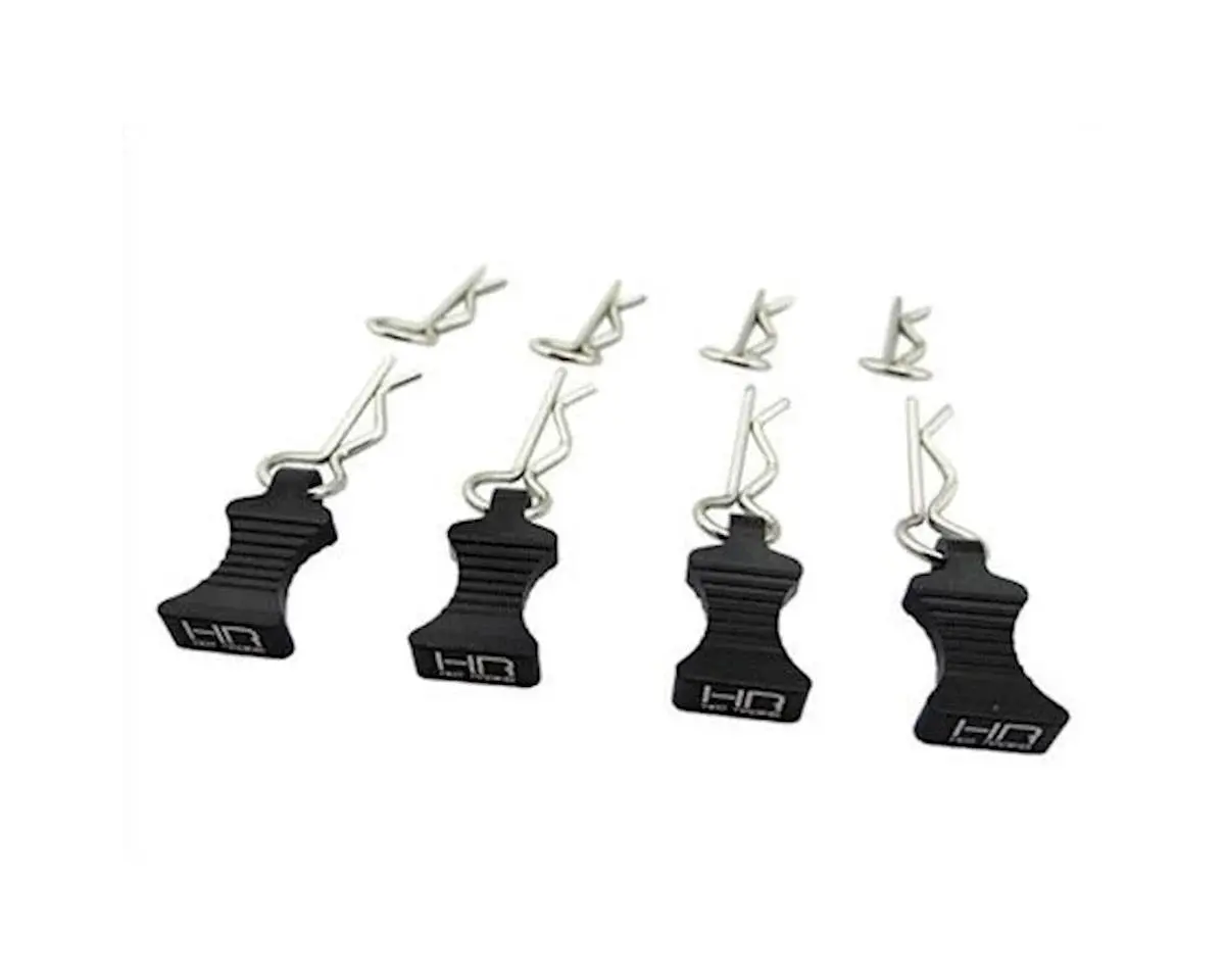 Hot Racing 1/10 Aluminum Ez Pulls W/Body Clips (Black) (4) - Hraac03ez01 1