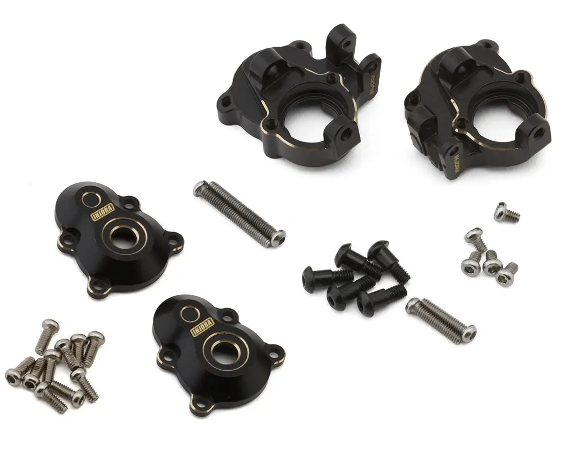 Injora Redcat Ascent-18 Brass Portal Covers & Steering Knuckles Set (Black) (72G Total Weight) (Apex/Scout Ii Brushless) 1