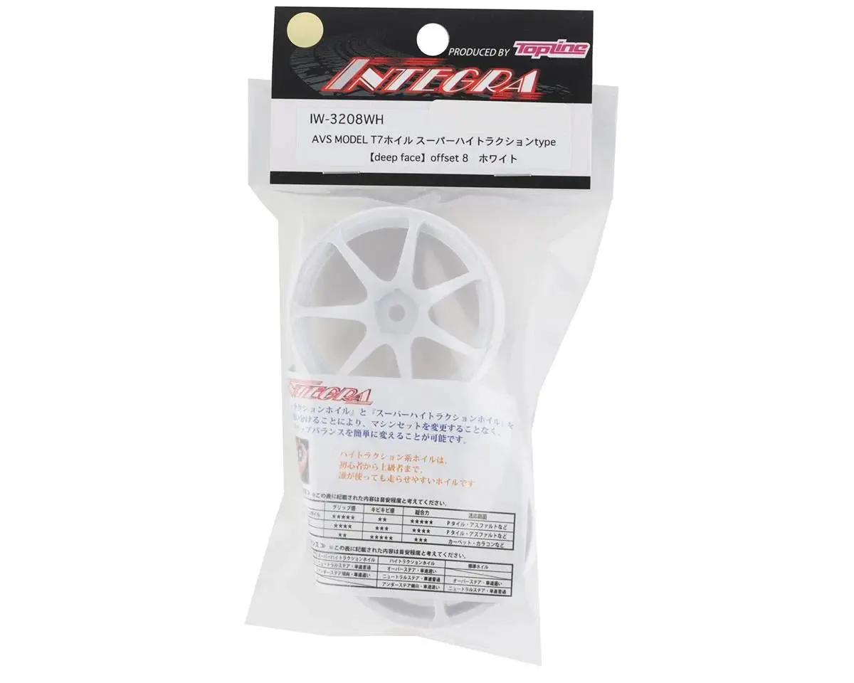 Integra Avs Model T7 Super High Traction Drift Wheels (White) (2) (8Mm Offset) W/12Mm Hex - Iw-3208Wh 2