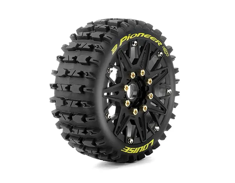 Louise Mft B-Pioneer Soft 1/8 Buggy Tires, 17Mm Hex, 0" & 1/2" Offset, Mounted On Black Rims, (2) 1