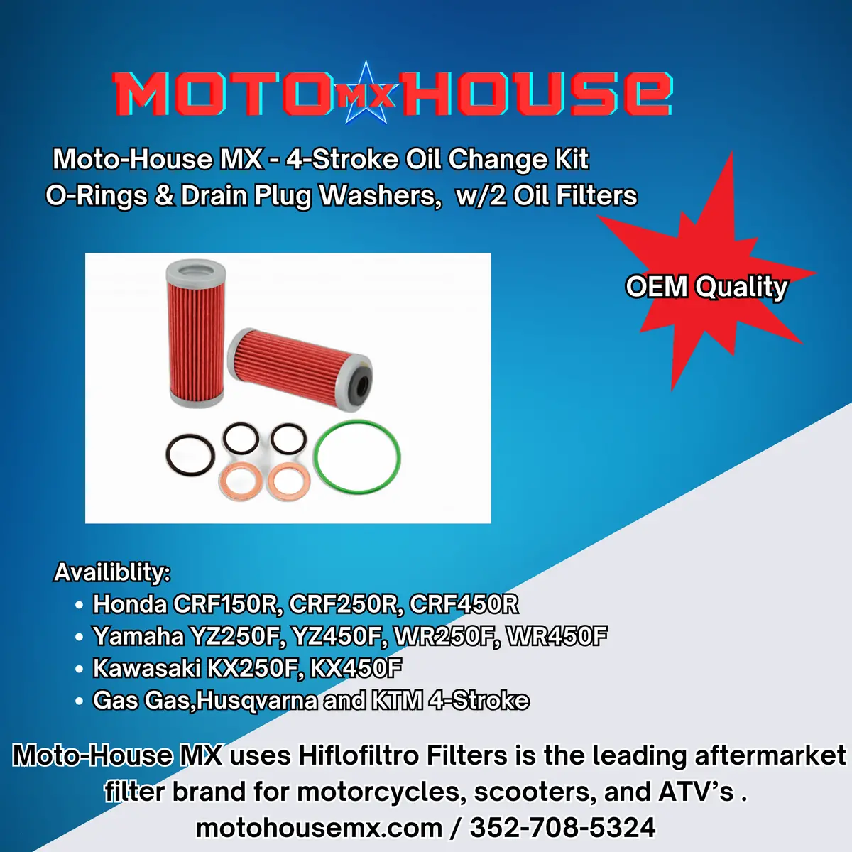 Moto-House Mx Euro Oil Change Kit - 2008-2024 Ktm 250 Sx-F, 350 Sx-F, 450 Sx-F, 250 Exc-F, 450 Exc-F 1