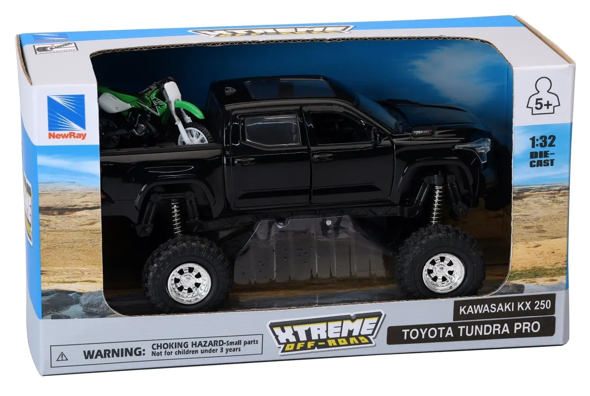 New-Ray New-Ray Replica 4X4 Truck And Dirt Bike Set - Kawasaki Tundra Black - Part No. Ss-54446 - Fits Off-Road Vehicles And Motocross Models Ss-54446 2