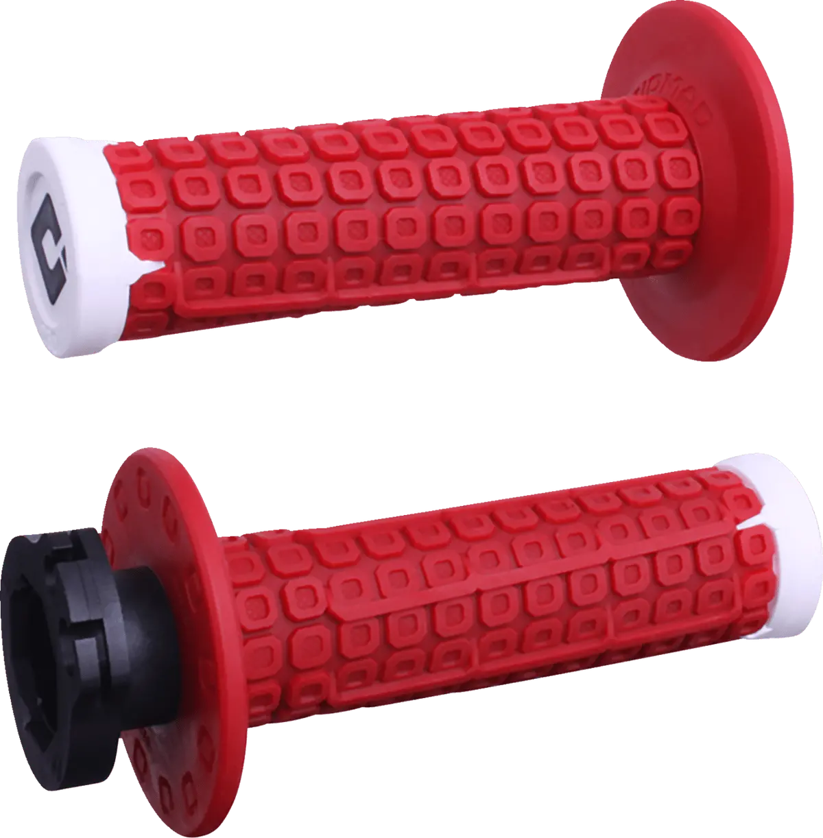 Odi Nomad Lock-On Grips - Off-Road - Red/White/Silver H36ndrw - Fits Select Motorcycles 1