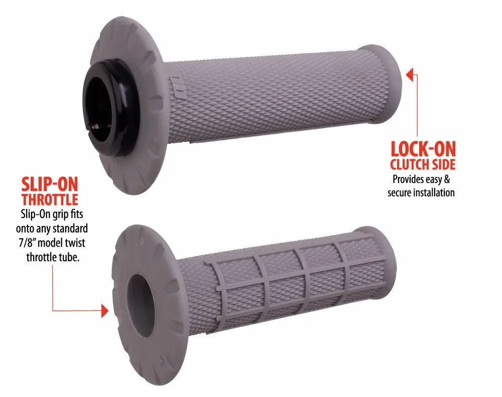 Odi Universal Lock-On Half Waffle Grips - Gray/Silver - H21uhwg 1
