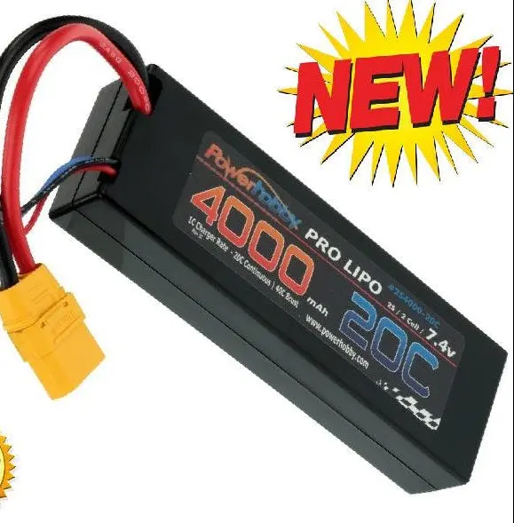 Powerhobby 2S 7.4V 4000Mah 20C Lipo Battery Pack W Xt90 Plug Hard Case 1