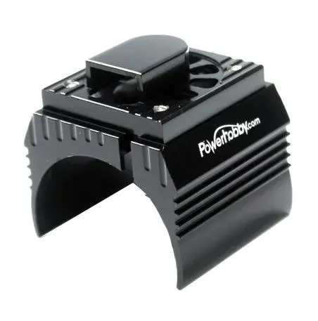 Power Hobby - Aluminum Motor Heatsink & Cooling Fan For 1/8 Size Motors, Black 1