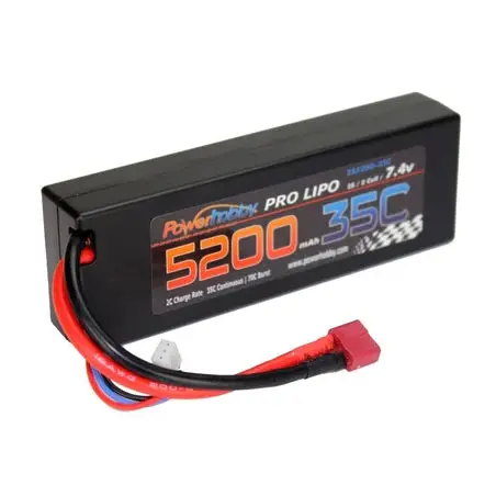 Power Hobby - 5200Mah 7.4V 2S 35C Lipo Hard Case Battery With Hardwire Deans Connector - Phb2s520035cdns 1