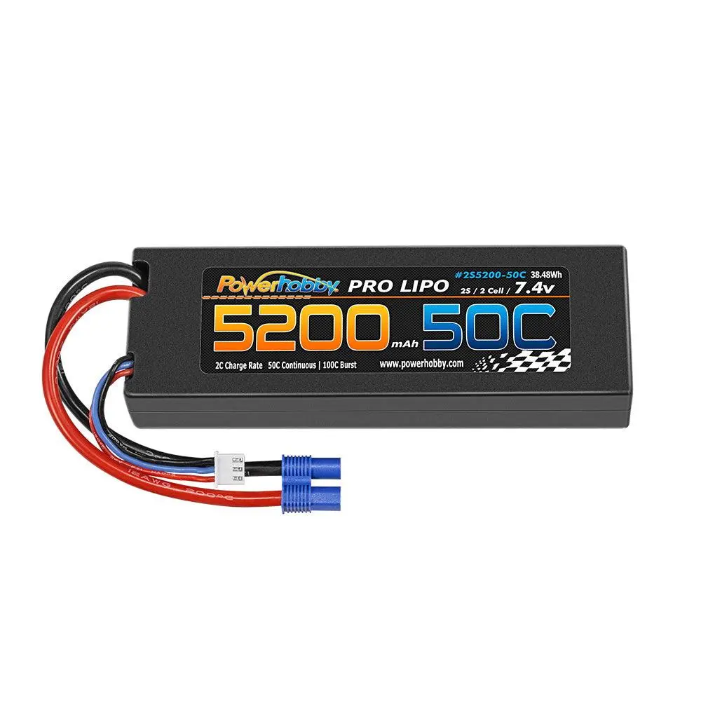 Powerhobby 2S 7.4V 5200Mah 50C Lipo Battery Pack W Ec3 Plug Hard Case 1