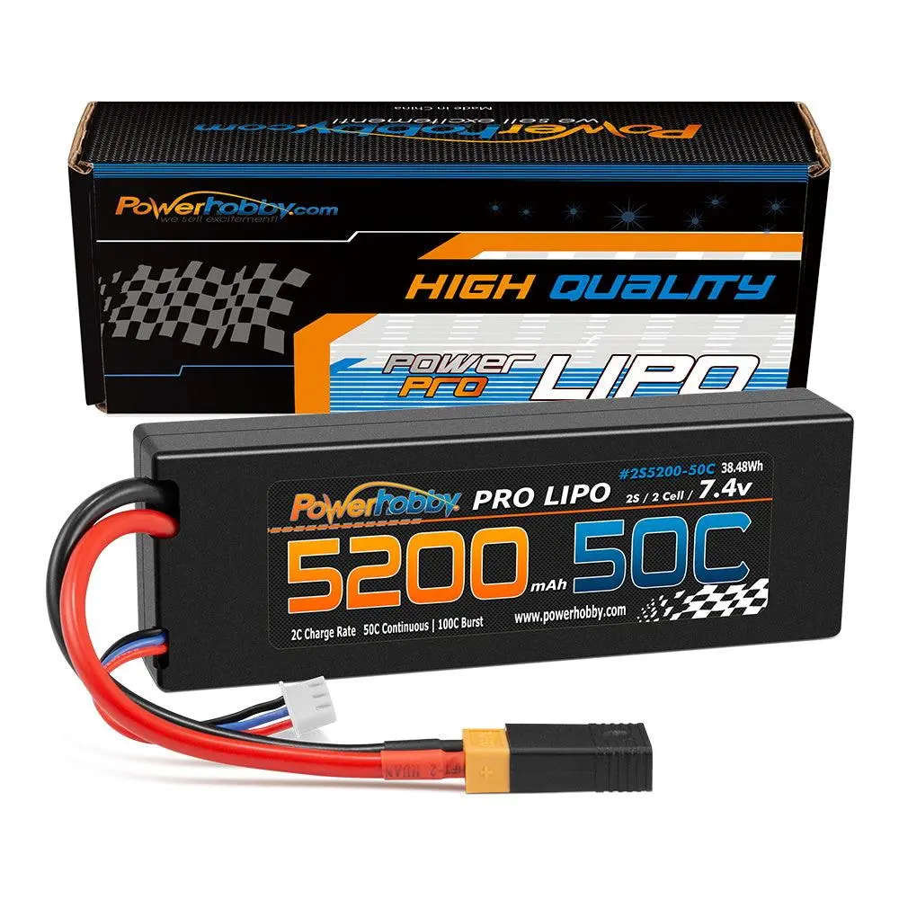 Powerhobby 2S 7.4V 5200Mah 50C Lipo Battery W Xt60 Plug + Adapter 1