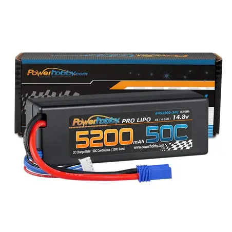 Power Hobby - 4S 14.8 5200Mah 50C Lipo Battery With Ec5 Plug, Hard Case Lcg - Phb4s520050clcgec5 1