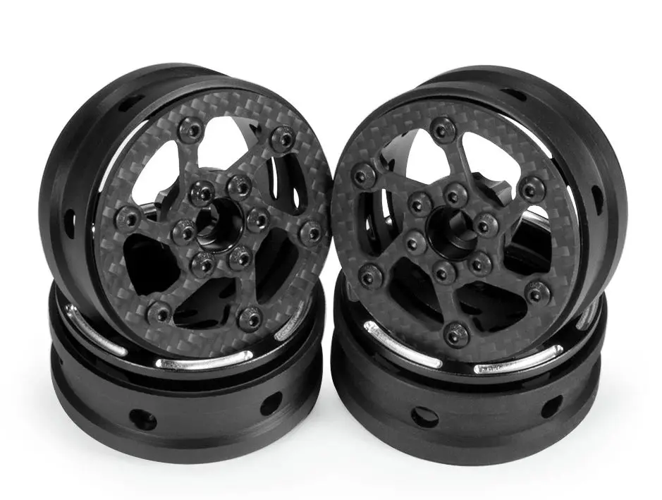 Powerhobby 1.9" Carbon Fiber Lightweight Beadlock Wheels A 1/10 Rock Crawler 1