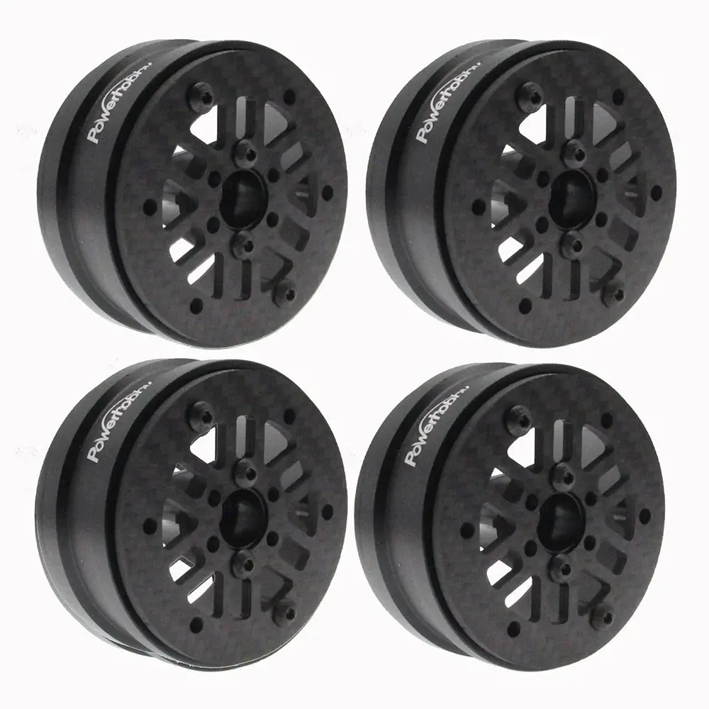 Powerhobby 1.9" Carbon Fiber Lightweight Beadlock Wheels F 1/10 Rock Crawler 1