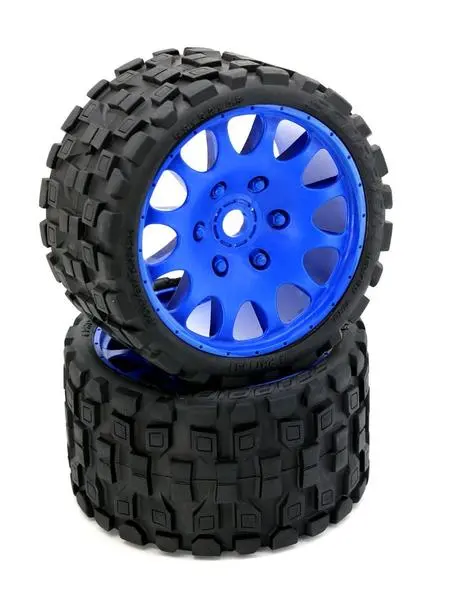 Power Hobby - Scorpion Belted Monster Truck Tires / Wheels, 17Mm Hex (2) Sport-Blue 1