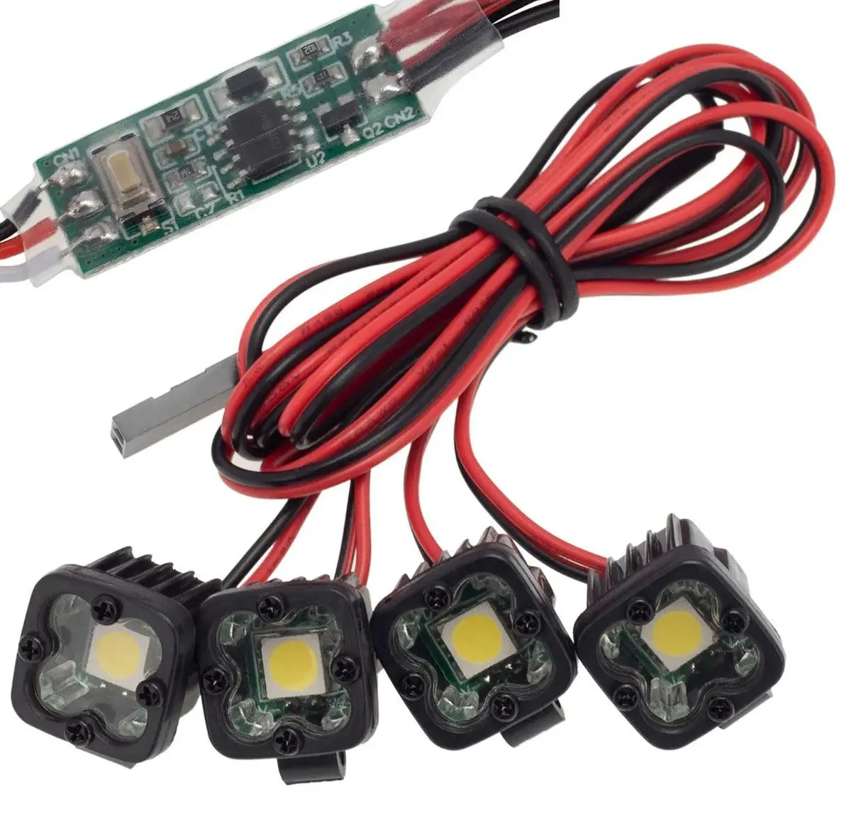 Powerhobby Rc 4 Led Lights Headlights Spotlight W/ Controller For 1/10 1/8 1