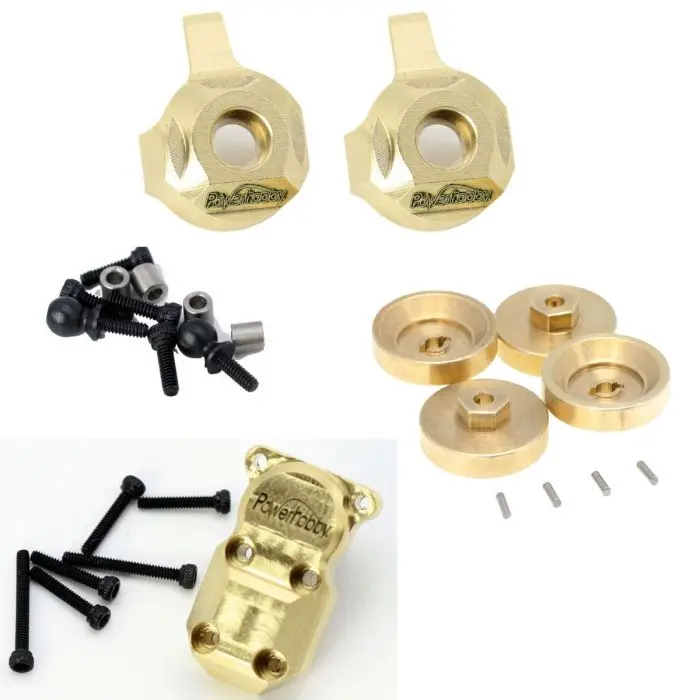 Powerhobby  Axial Scx24 Brass Hex Hubs, Diff Cover, Front Knuckles 1