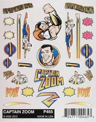 P465 Captain Zoom Stick-On Decals 1