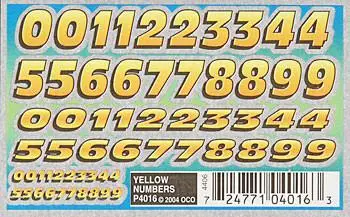 P4016 Yellow Numbers Dry Transfer 1