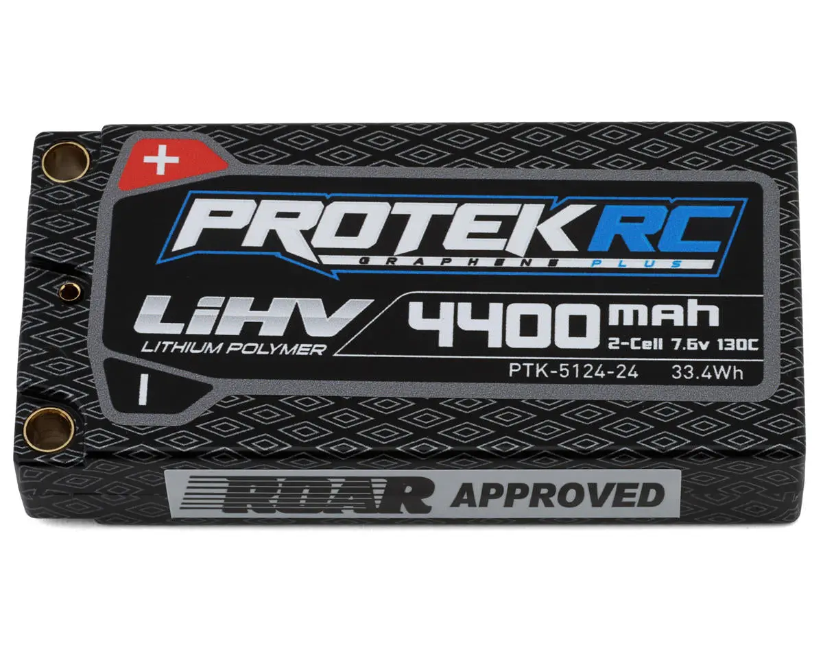 Protek Rc 2S 130C Low Ir Si-Graphene + Hv Ulcg Shorty Lipo Battery (7.6V/4400Mah) W/5Mm Connectors (Roar Approved) - Ptk-5124-24 1