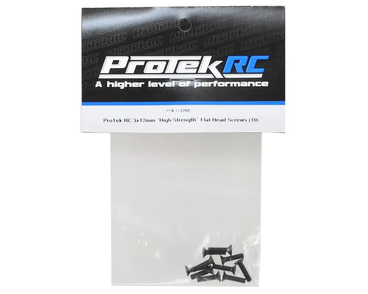 Protek Rc 3X12mm "High Strength" Flat Head Screws (10) - Ptk-H-2204 2