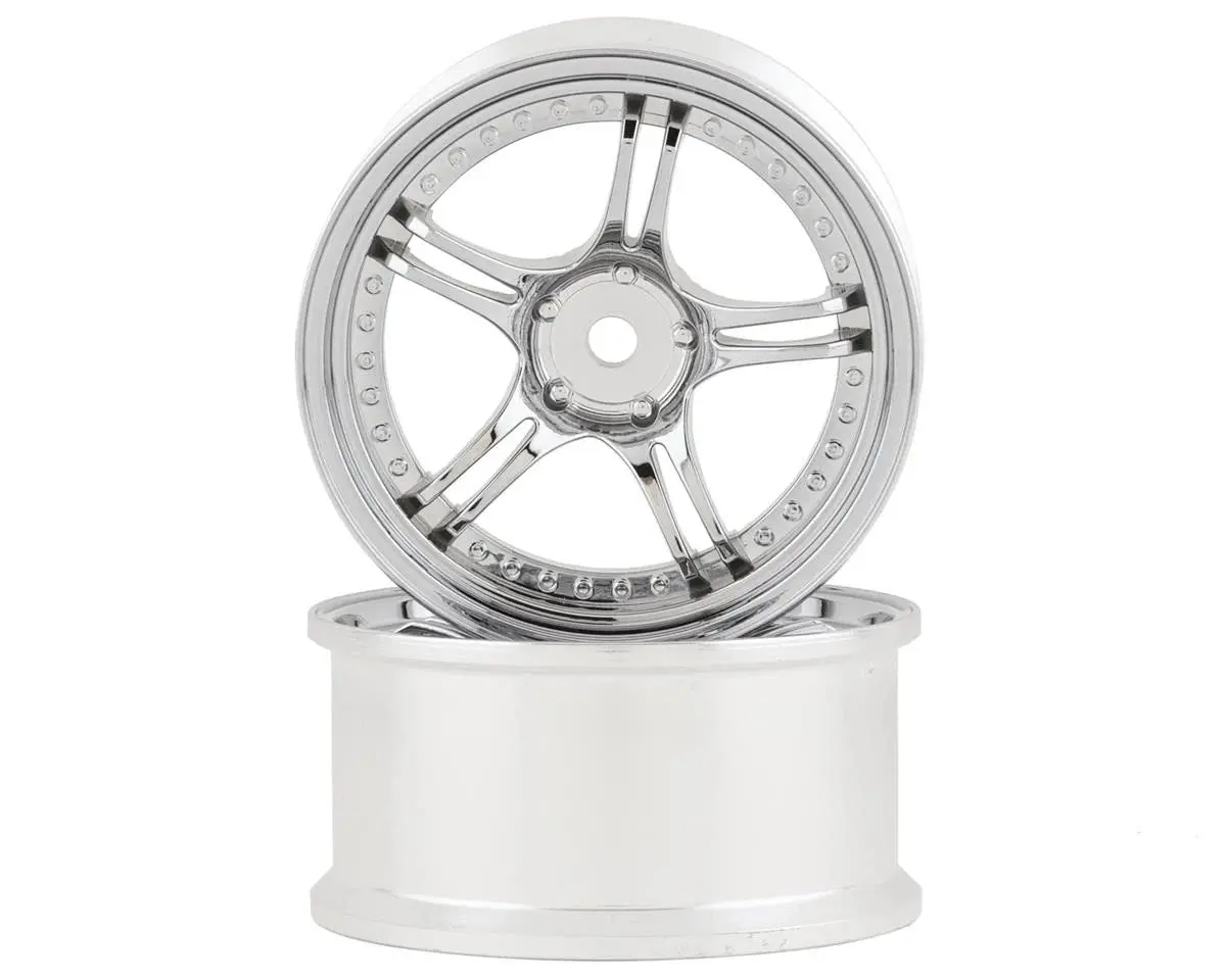 Rc Art Ssr Professor Spx 5-Split Spoke Drift Wheels (Chrome Silver) (2) (Deep Face 8Mm Offset) W/12Mm Hex - Rca-Art-Ww-0108Cs 1