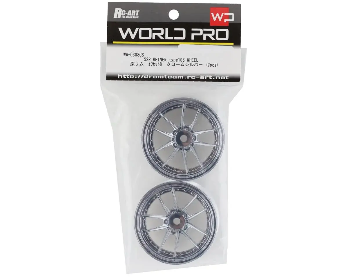 Rc Art Ssr Reiner Type 10S 5-Split Spoke Drift Wheels (Chrome Silver) (2) (Deep Face 8Mm Offset) W/12Mm Hex - Rca-Art-Ww-0308Cs 2