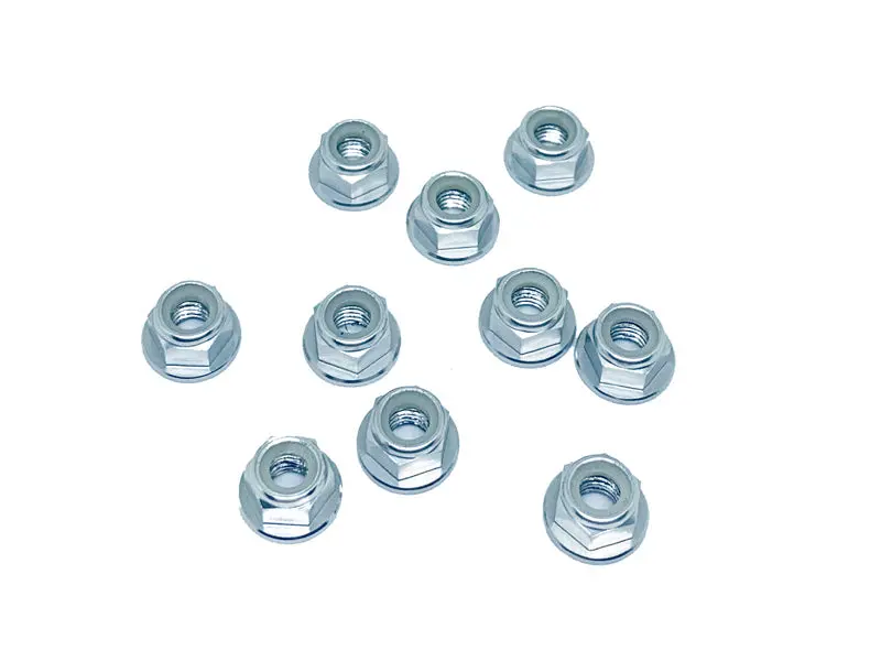 Racers Edge Flanged Nylon Lock Nut M5 (10Pcs) Silver 1