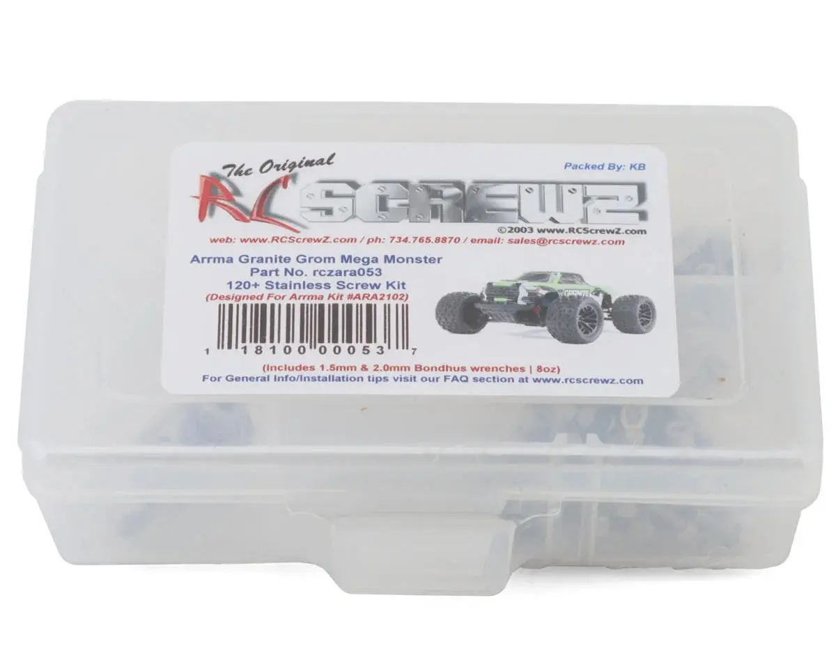 Rc Screwz Arrma Granite Grom Mega 1/18 Rtr Monster Stainless Steel Screw Kit - Rczara053 1