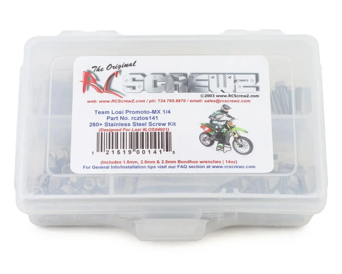 Rc Screwz Team Losi 1/4 Promoto-Mx Motorcycle Stainless Steel Screw Kit - Rczlos141 1