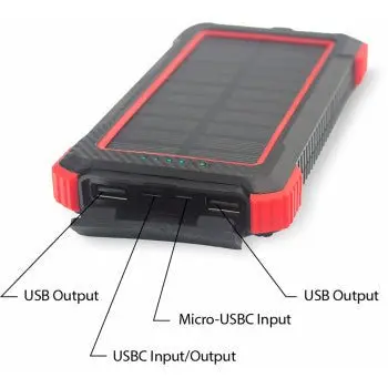 Ridepower Portable Power Bank - Rppbwireless10k - 10K Mah With Wireless Charging, Solar Backup 1