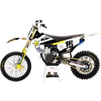 Rockstar Husqvarna Team Bike 2020 - Zach Osborne - 1:12 Scale - White/Black/Yellow - New Ray Toys 1
