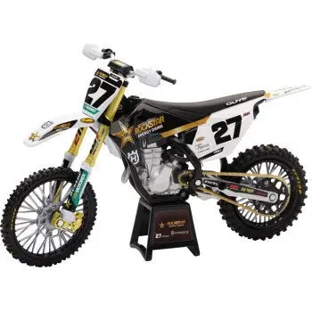 Rockstar Husqvarna Team Bike - Malcolm Stewart - 1:12 Scale - Blackwhite/Gold - New Ray Toys 1