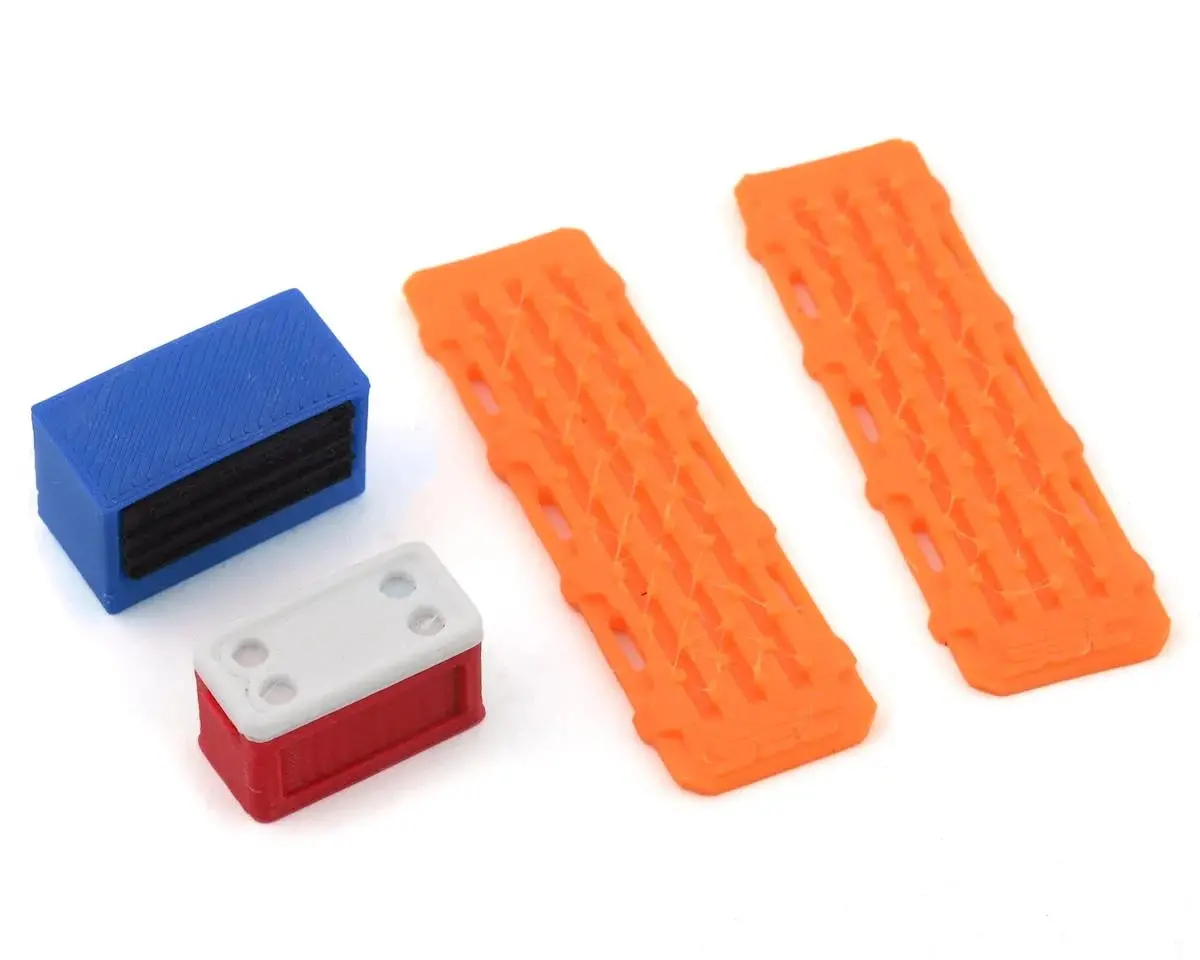 Scale By Chris 1/24 Scale Combo Pack 2 W/Blue Tool Box, Red Ice Chest, Orange Sand Ramps - Sbcs24b 1
