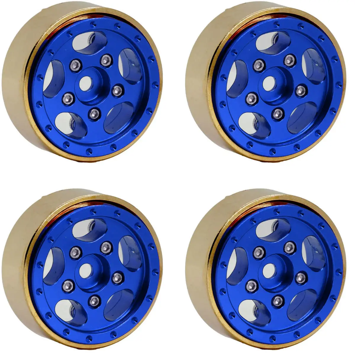 Powerhobby Z3 1.0" Aluminum Brass Ring Beadlock Crawler Wheels 1/24 Scx24 (Color Red) 1