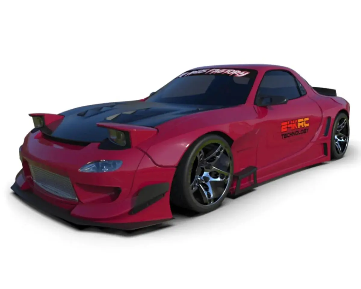 24K Rc Technology 1/10 '92 Rx7 Fd Pandem V3 Full Drift Body Set W/Cosmetic Mods (Clear) (V3) (257Mm Wheelbase) 1