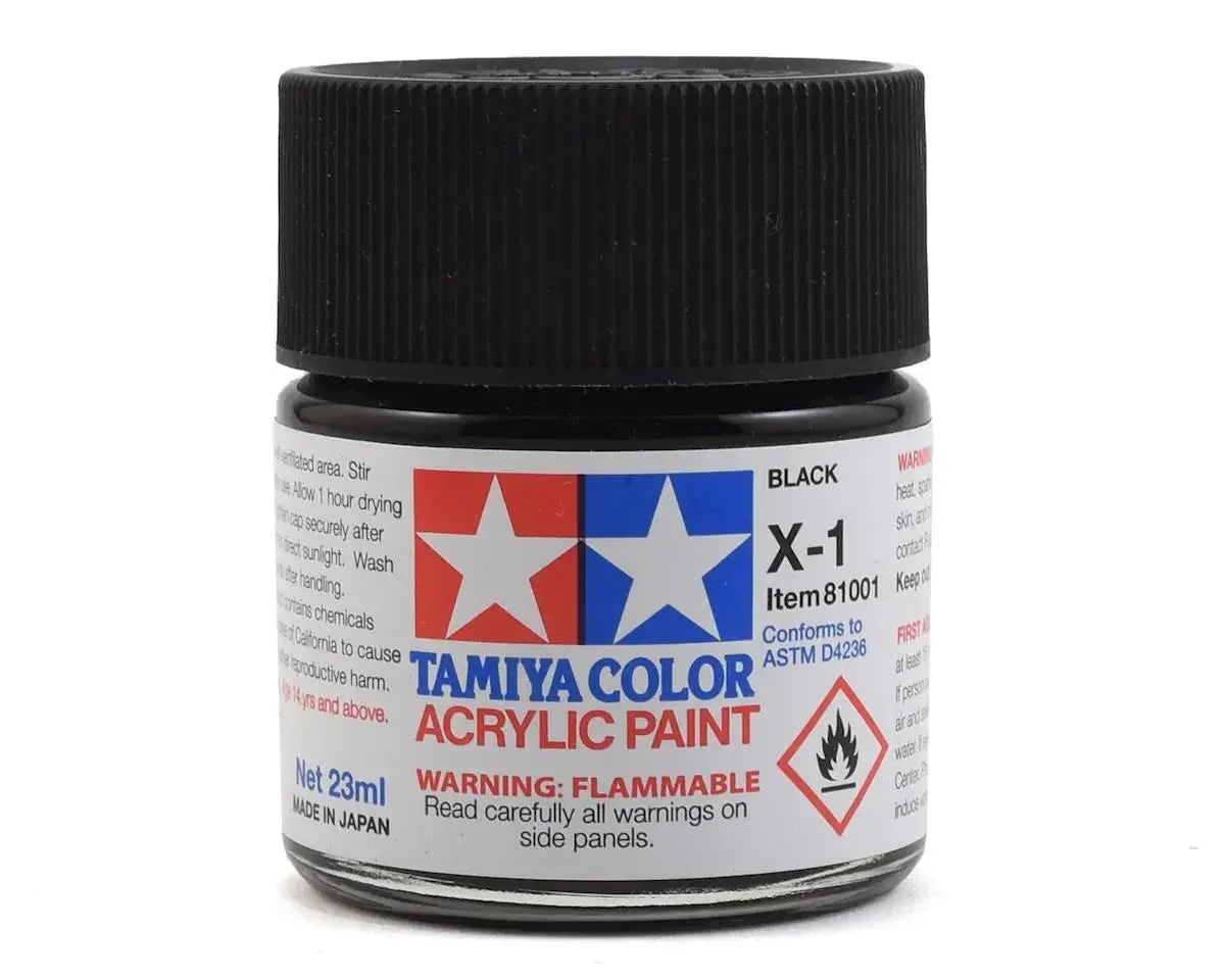 Tamiya X-1 Black Gloss Finish Acrylic Paint (23Ml) 1