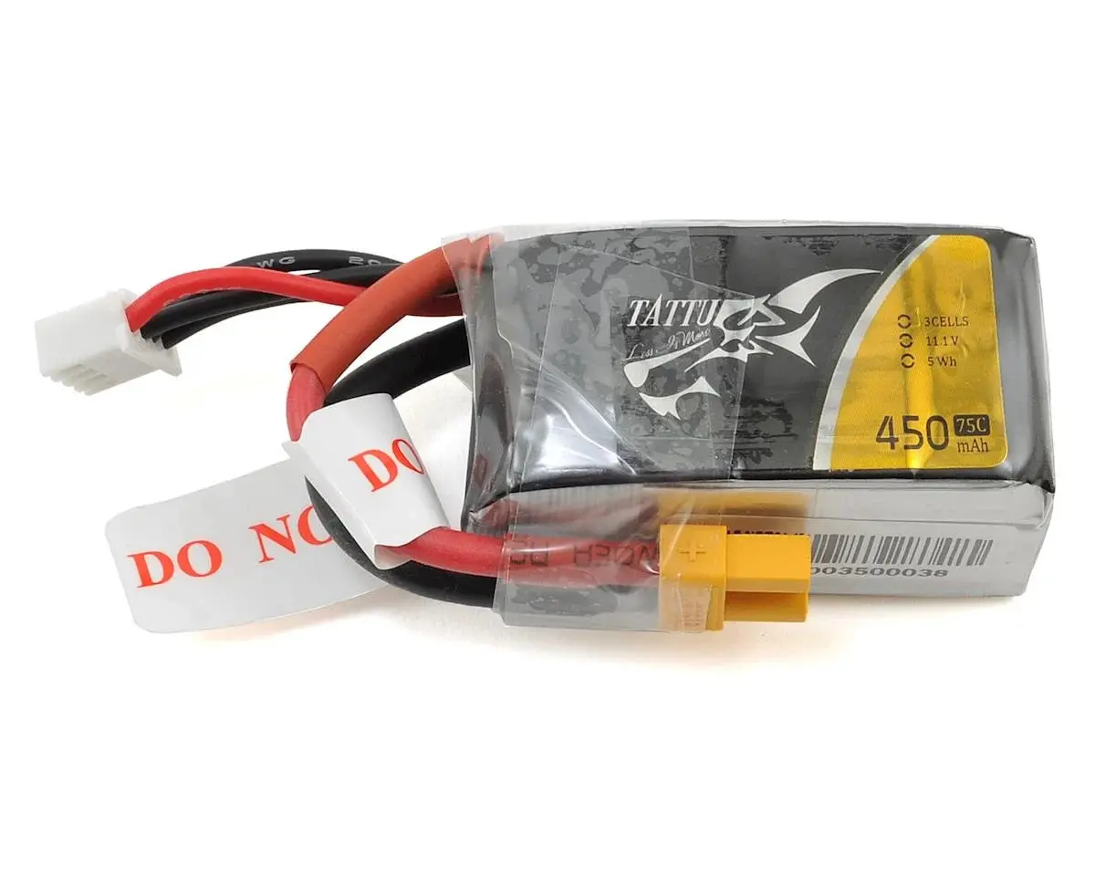 Tattu 3S Lipo Battery 75C (11.1V/450Mah) W/Xt-30 Connector 1