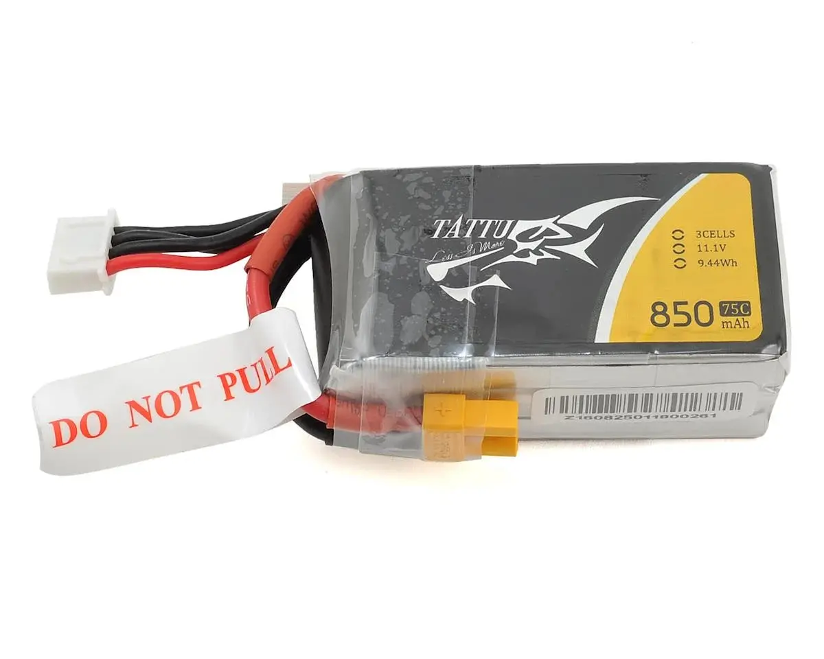 Tattu 3S Lipo Battery 75C (11.1V/850Mah) W/Xt-30 Connector 1